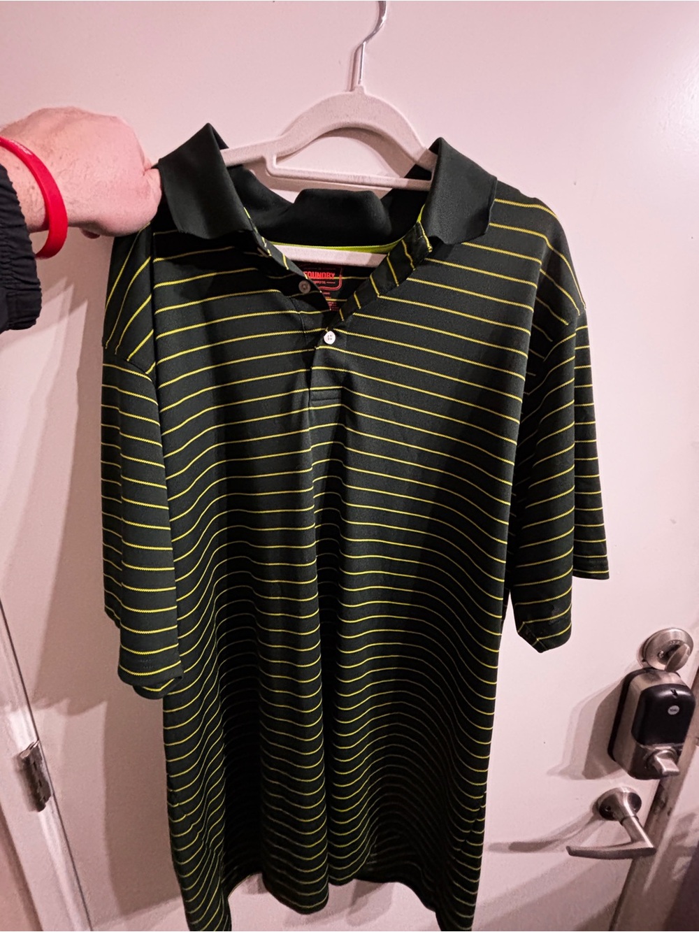 The Foundry Supply Co. Green Polo with Yellow Stripes 2XLT